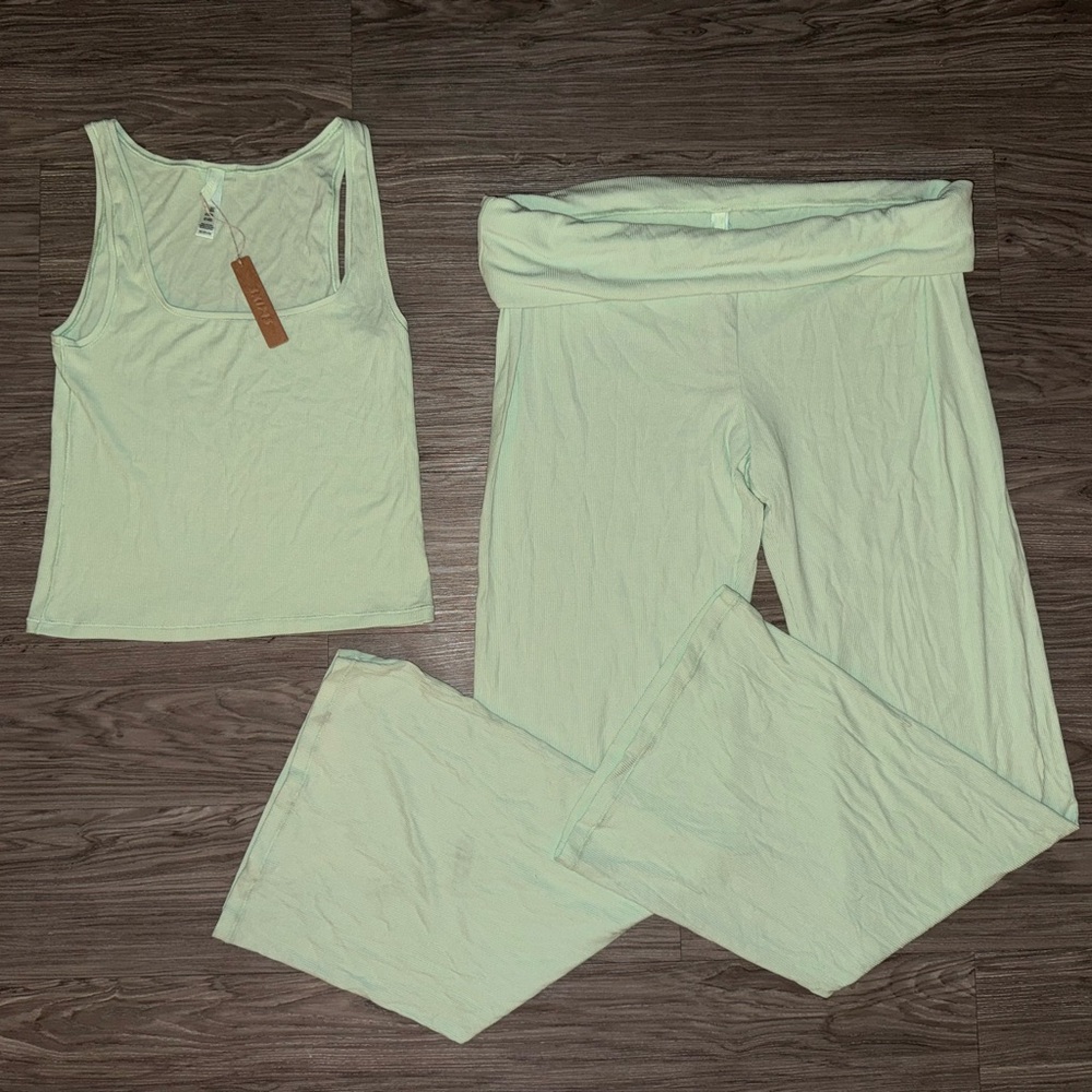 SKIMS Light Green soft lounge fold over pants